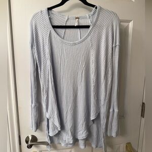 Light Blue Ribbed Knit Top; super soft!